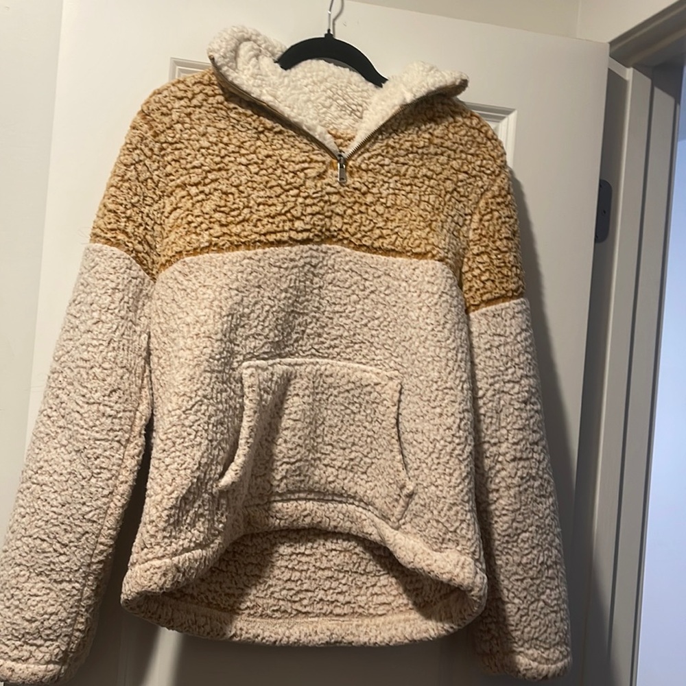 Fuzzy Quarter-zip Pullover with pockets!